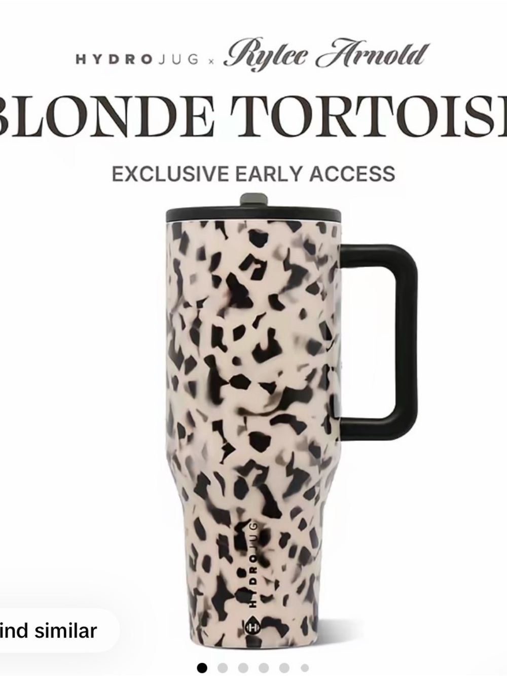 HydroJug Blonde Tortoise Kids Travel Mug - Black & Cream